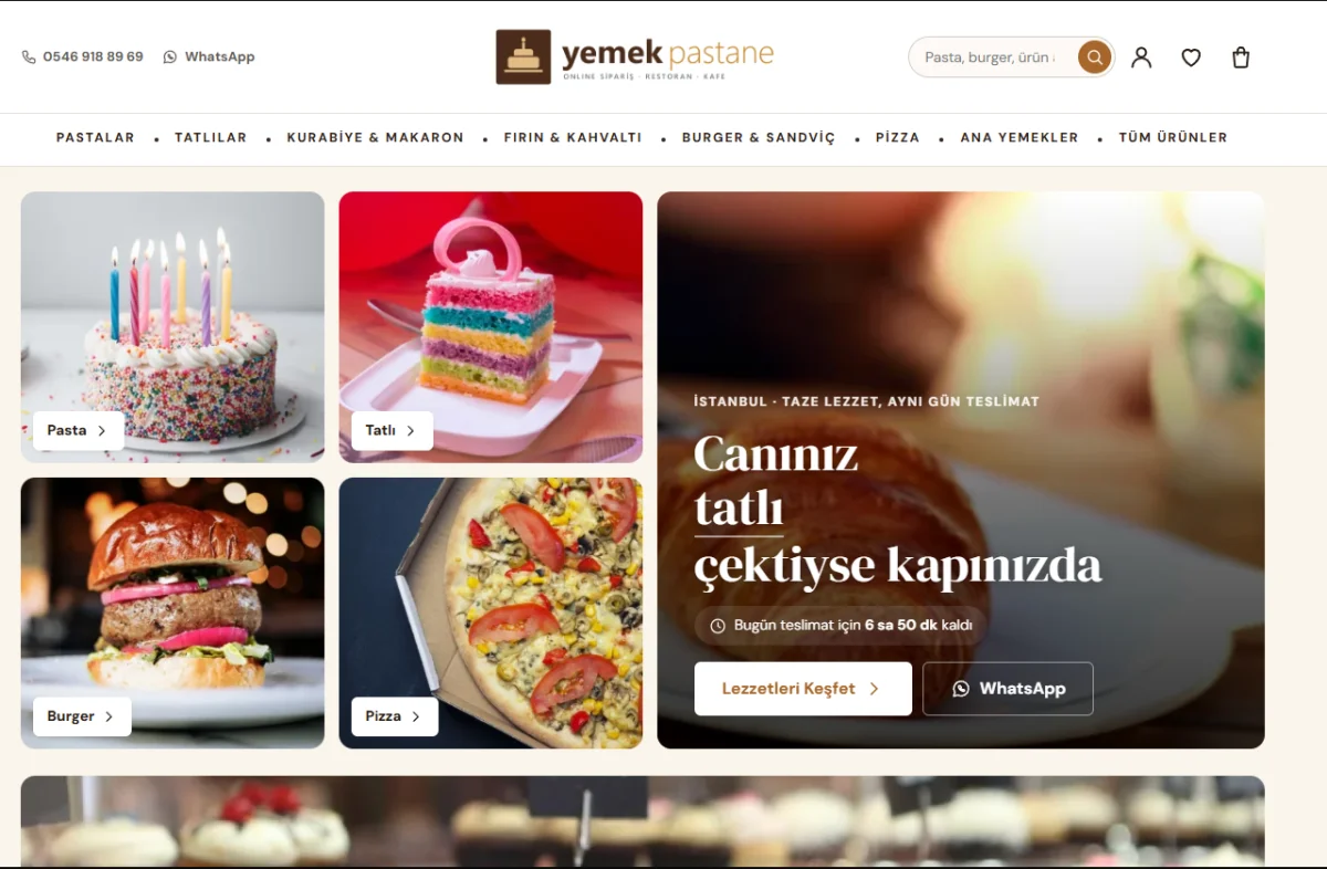 Pastane Gıda ve Şarküteri E-Ticaret Yazılımı ekran görüntüsü